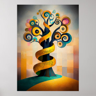 Der Baum des Lebens - Minimalistische kubistische Poster