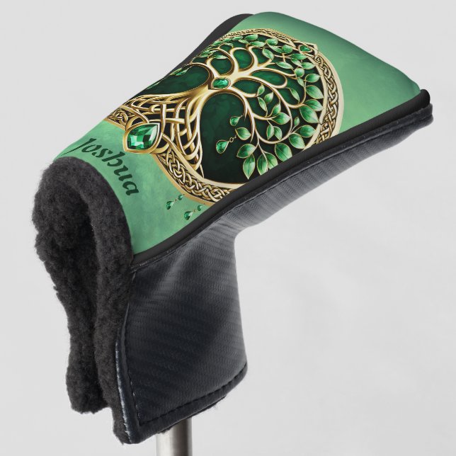 Der Baum des Lebens mit keltischen Knoten. Golf Headcover (3/4 Vorderseite)