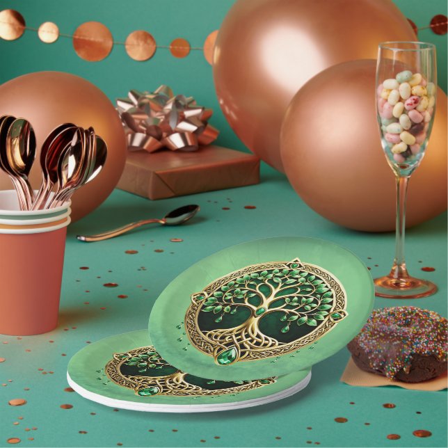 Der Baum des Lebens mit keltischen Knoten. Pappteller (Multi)