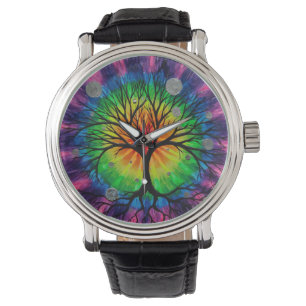 Der Baum des Lebens und der Regenbogen Armbanduhr