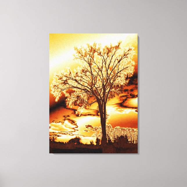 Der Baum in geschmolzenem Gold auf überzogenen Lei Leinwanddruck (Vorderseite)