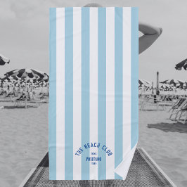 Der Beach Club Blue Wappen Blass Blue Cabana Strip Strandtuch
