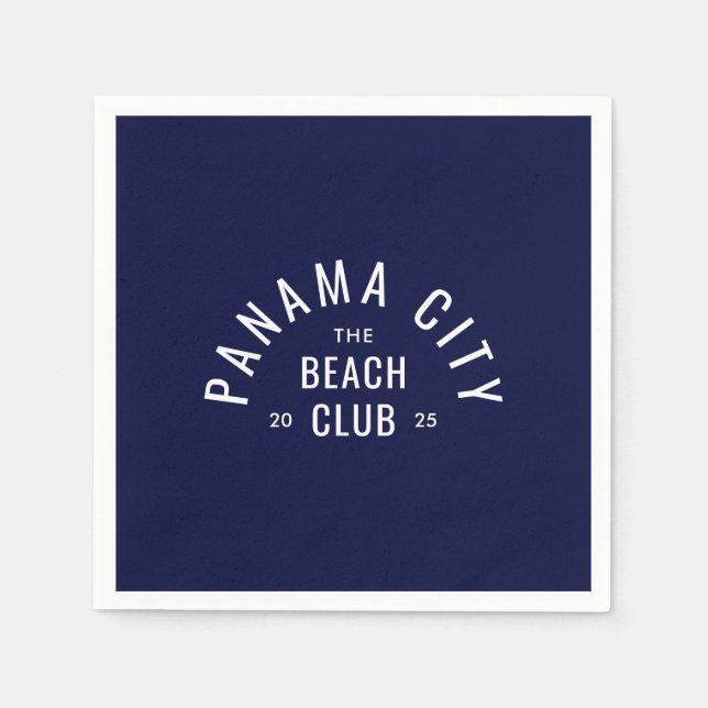 Der Beach Club Deep Blue Personalisiert Destinatio Serviette (Vorderseite)