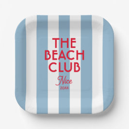 Der Beach Club Französisch Red Blue Cabana Strip Pappteller