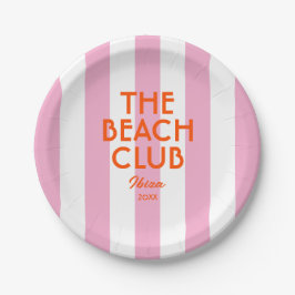 Der Beach Club Ibiza Pink Cabana Runde Streifen Pappteller