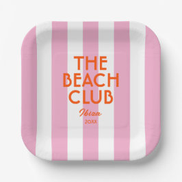 Der Beach Club Ibiza Pink Cabana Strip Pappteller