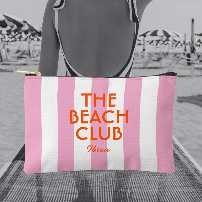 Der Beach Club Ibiza Pink Cabana Strip Zubehörtasche (Von Creator hochgeladen)