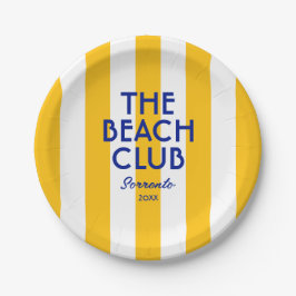 Der Beach Club Sorrento Yellow Cabana Runde Streif Pappteller