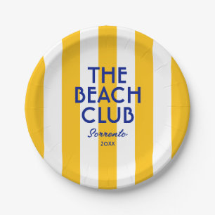 Der Beach Club Sorrento Yellow Cabana Runde Streif Pappteller
