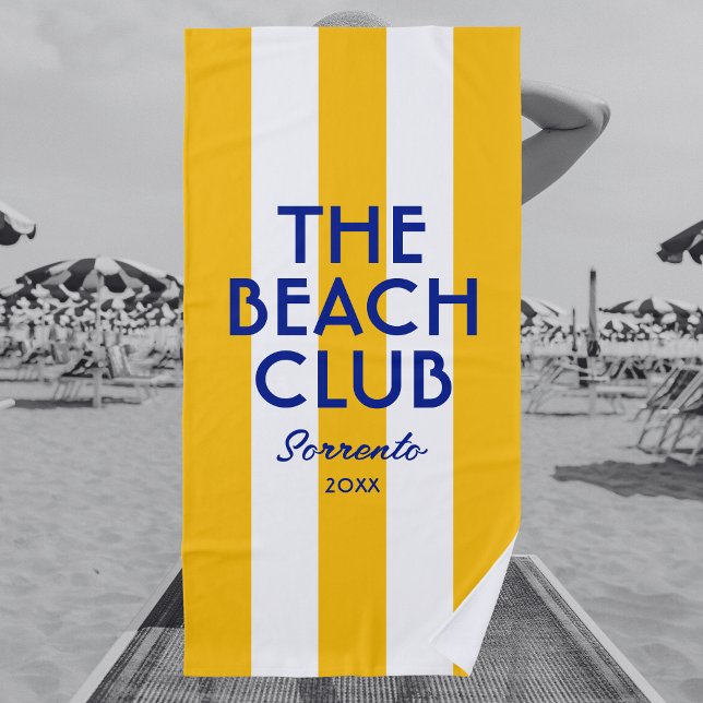 Der Beach Club Sorrento Yellow Cabana Strip Strandtuch (Von Creator hochgeladen)