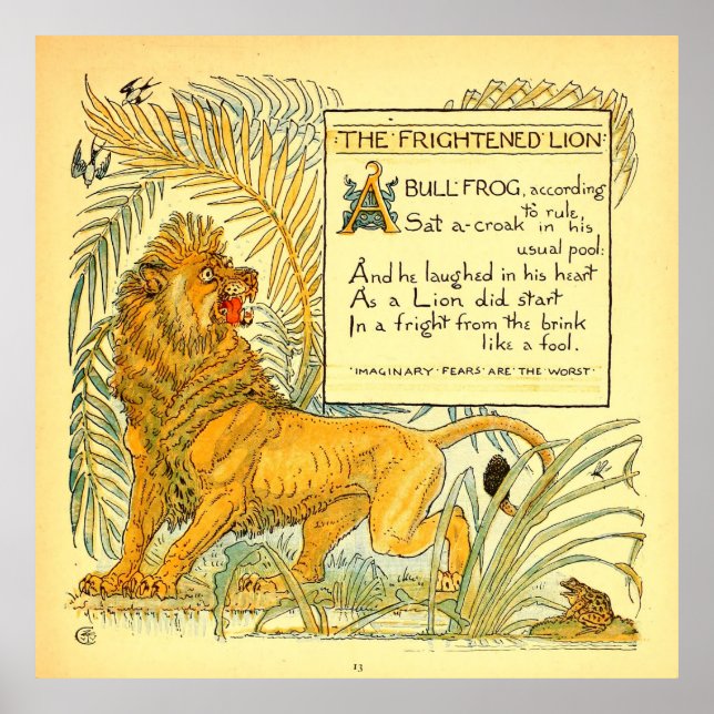 Der beängstigende Löwe Walter Crane ist öffentlich Poster (Vorne)