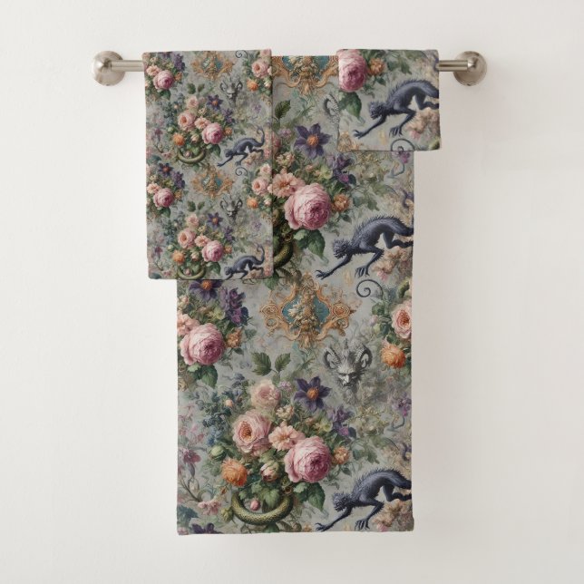 Der bedrohte Lavendel Lycan - Gotisch Viktorianisc Badhandtuch Set (Insitu)