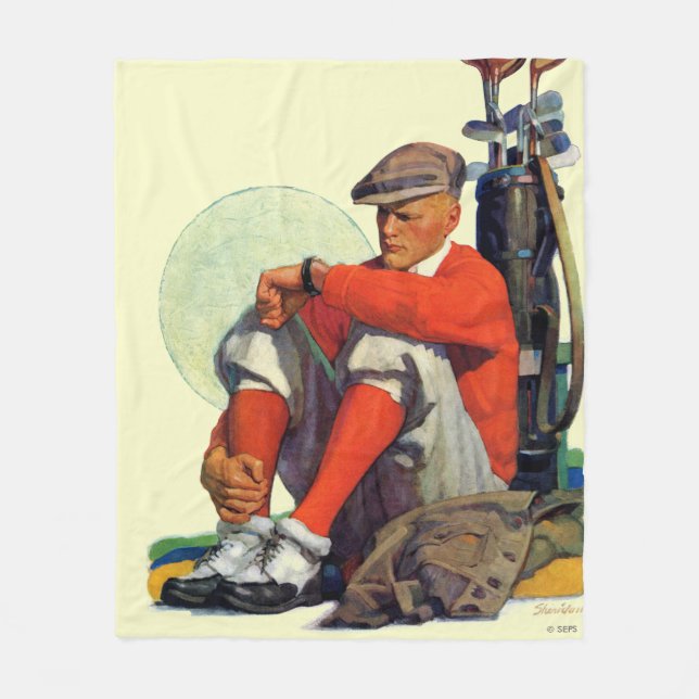 Der behaltene Golfspieler wartete Fleecedecke (Vorderseite)