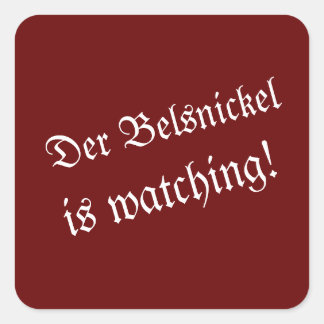 Der Belsnickel sieht Aufkleber an