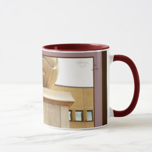 Der Bereich der Spalte und rote Kaffee-Tee-Tasse Tasse