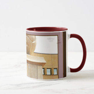 Der Bereich der Spalte und rote Kaffee-Tee-Tasse Tasse