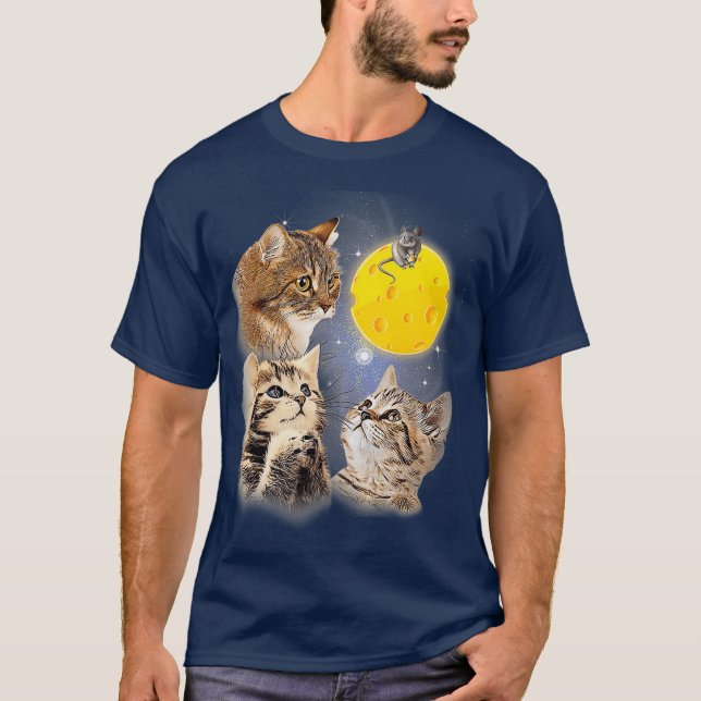 Der Berg Drei-Kätzchen-Mond T-Shirt (Vorderseite)