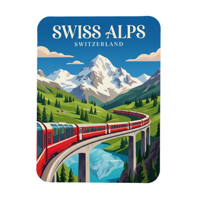 Der Bernina-Express (Schweizer Alpen) Schweiz Magnet (Vertikal)