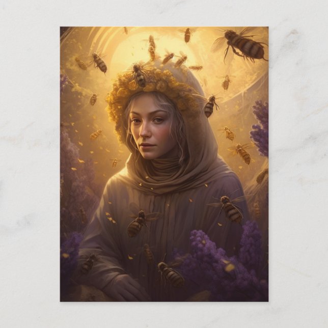 Der Beschützer der Honigbienenblond-Frau Postkarte (Vorderseite)