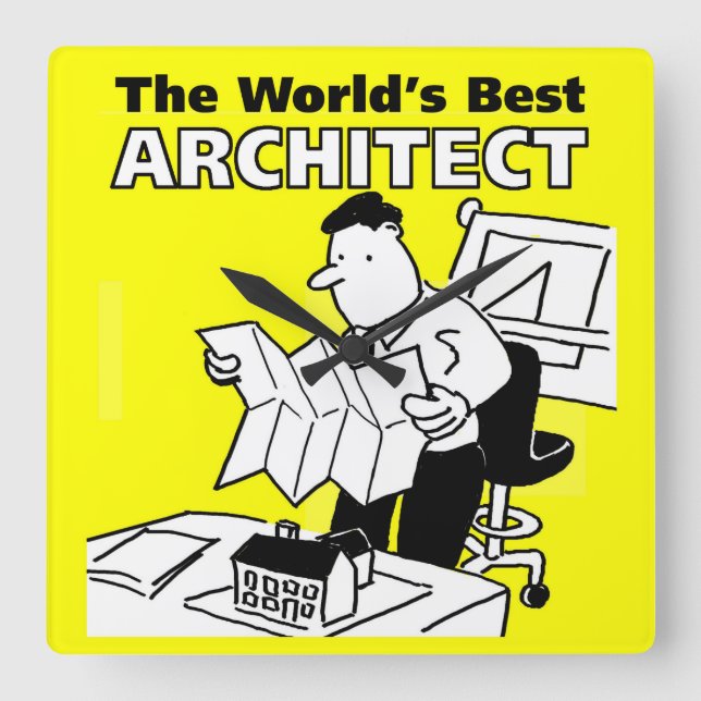 Der beste Architekt der Welt Quadratische Wanduhr (Vorderseite)