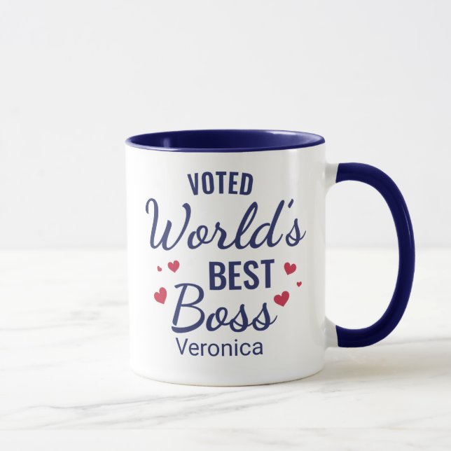 Der beste Boss der personalisierten Navy Blue Vote Tasse (Rechts)