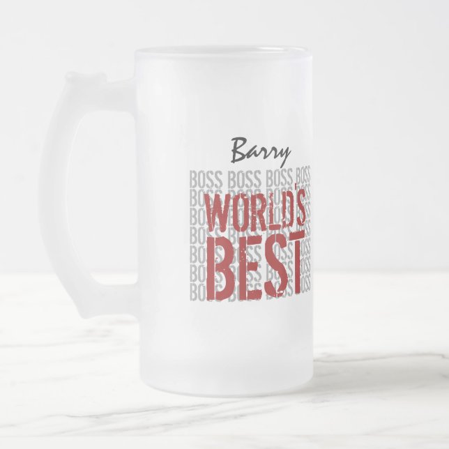 Der beste Boss Grunge Lettering Individuelle Name  Mattglas Bierglas (Links)