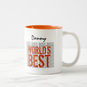 Der beste Boss Grunge Lettering Individuelle Name  Zweifarbige Tasse
