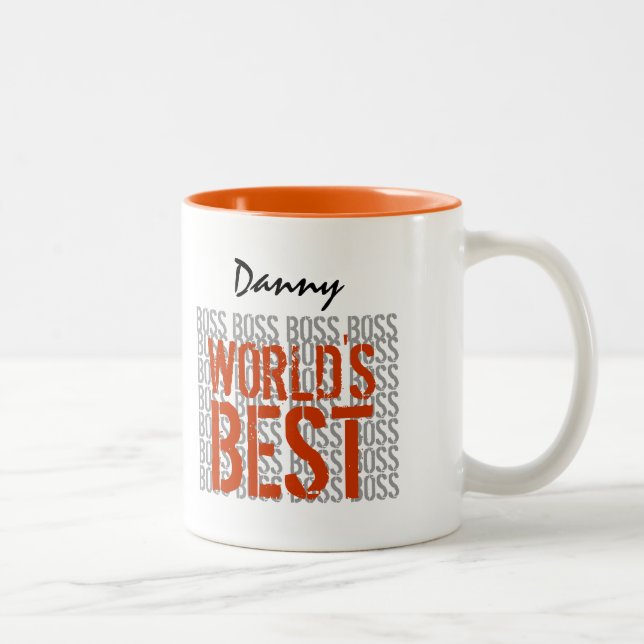 Der beste Boss Grunge Lettering Individuelle Name  Zweifarbige Tasse (Rechts)