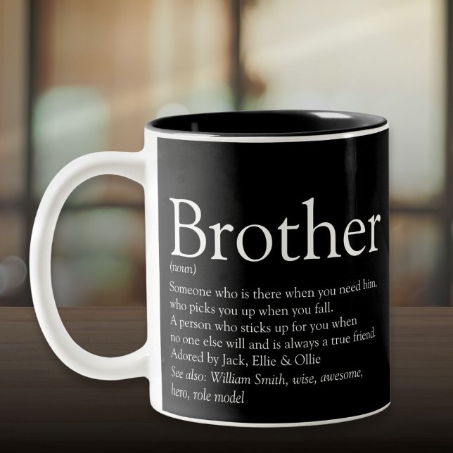 Der beste Bruder-Definition-Spaß Schwarz Zweifarbige Tasse (World's Best Brother Definition Fun Black Two-Tone Coffee Mug
)
