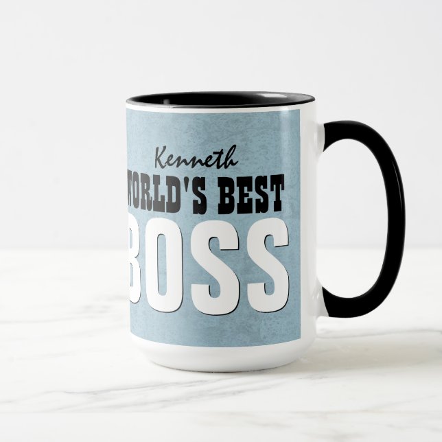 Der beste CHEF der Welt blauer individueller Name Tasse (Rechts)