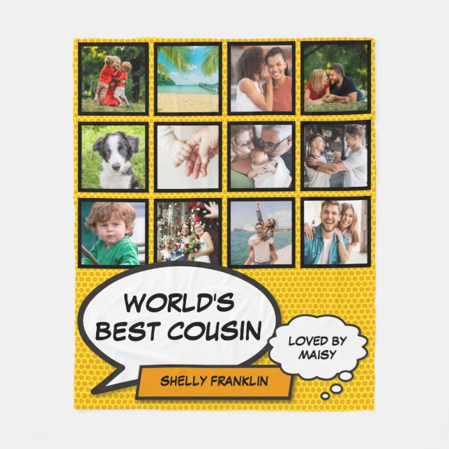 Der beste Cousin 12 Foto Comic Retro Spaß Fleecedecke (Vorderseite)