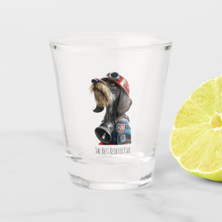 Der beste Feuerwehrmann aller Drahthaare Dackel Schnapsglas