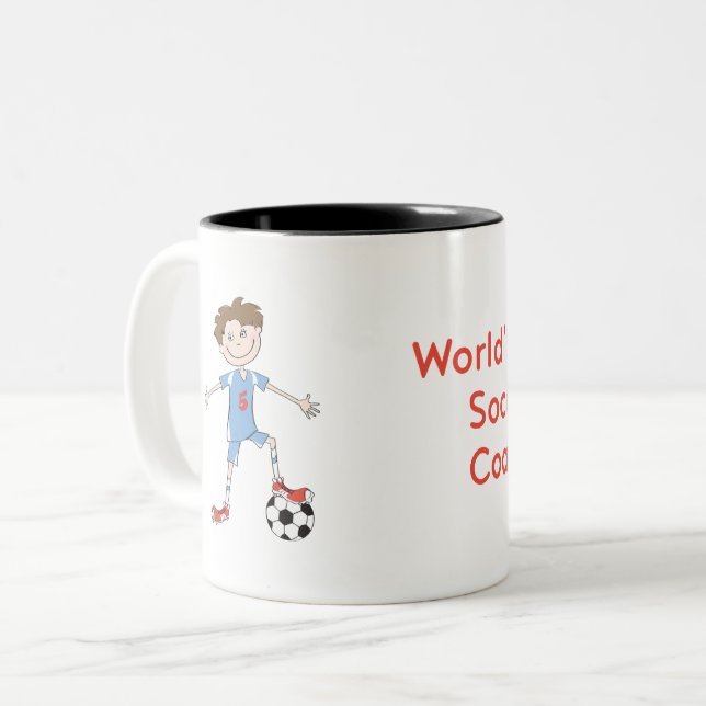 Der beste Fußballtrainer der Welt Zweifarbige Tasse (Vorderseite Links)