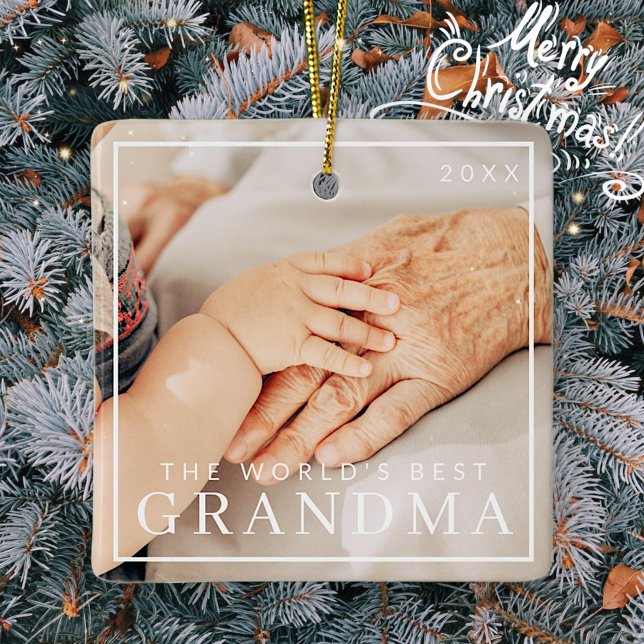 Der beste Grandma-Urlaub der Welt - zwei Fotos Keramikornament (Von Creator hochgeladen)