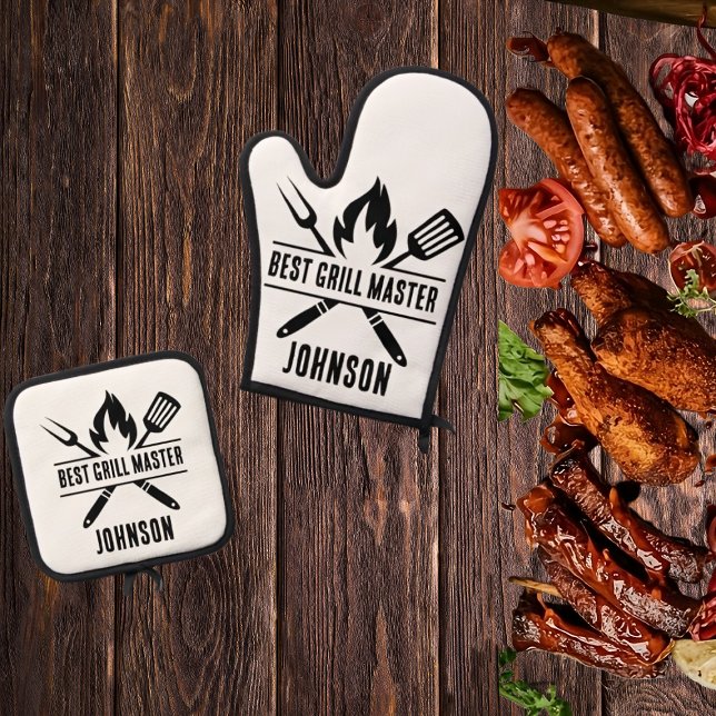 Der beste Grill-Master-Vater für Vater Ofenhandschuh & Topflappen-Set (Von Creator hochgeladen)