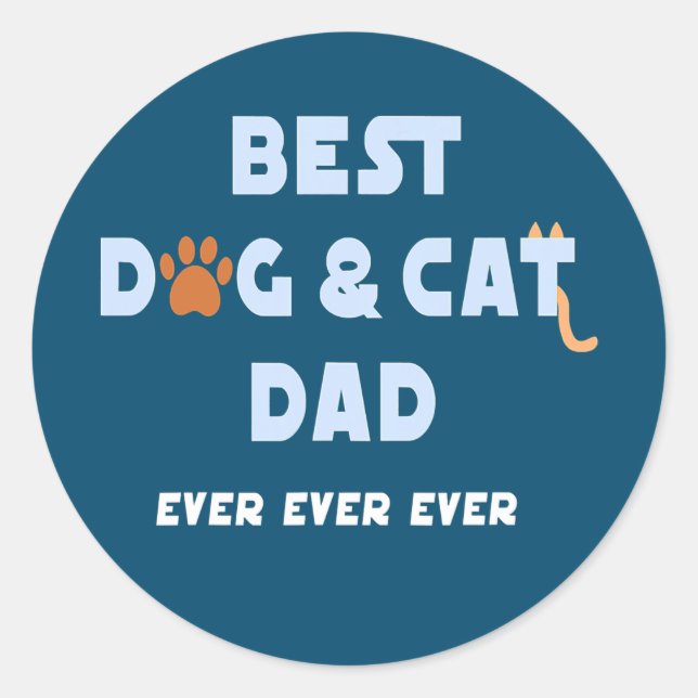 Der beste Hund und Katze Vater je vier Vater Vater Runder Aufkleber (Vorderseite)