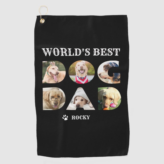 Der beste Hund-Vater der Welt 6 Foto Collage Paw B Golfhandtuch (Vorderseite)