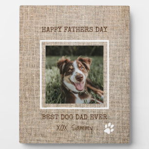 Der beste Hund-Vater je Burlap Foto Vatertag Fotoplatte
