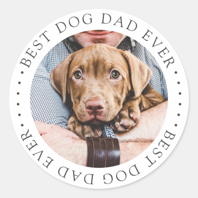 Der beste Hund-Vater je Elegantes einfaches, benut Runder Aufkleber (Vorderseite)