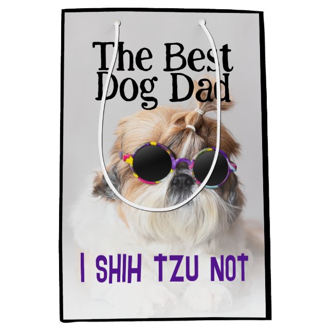 Der beste Hundedad Shih Tzu Not Vathage Day Mittlere Geschenktüte (Vorderseite)