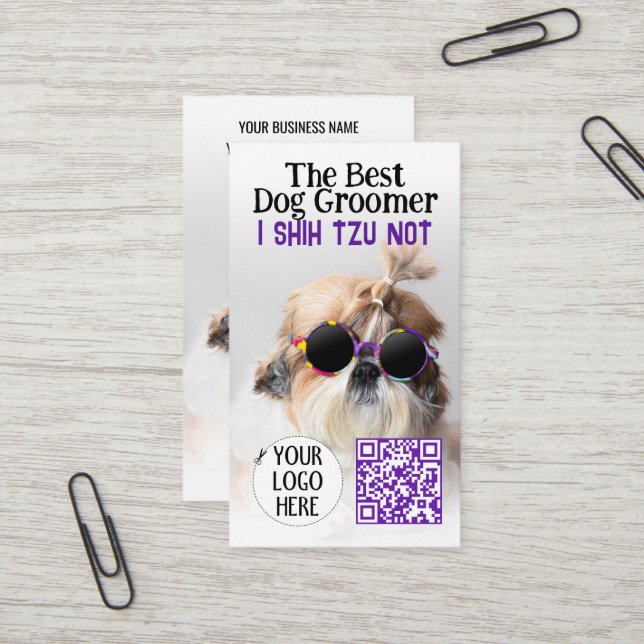 Der beste Hundegroßhändler Shih Tzu Not Logo QR Co Visitenkarte (Vorderseite/Rückseite Beispiel)
