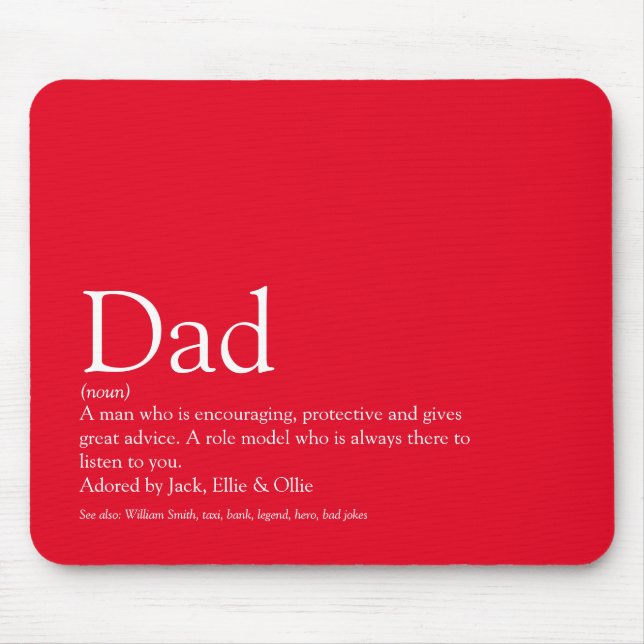 Der beste je Vater Daddy Pater Definition Spaß Rot Mousepad (Vorne)