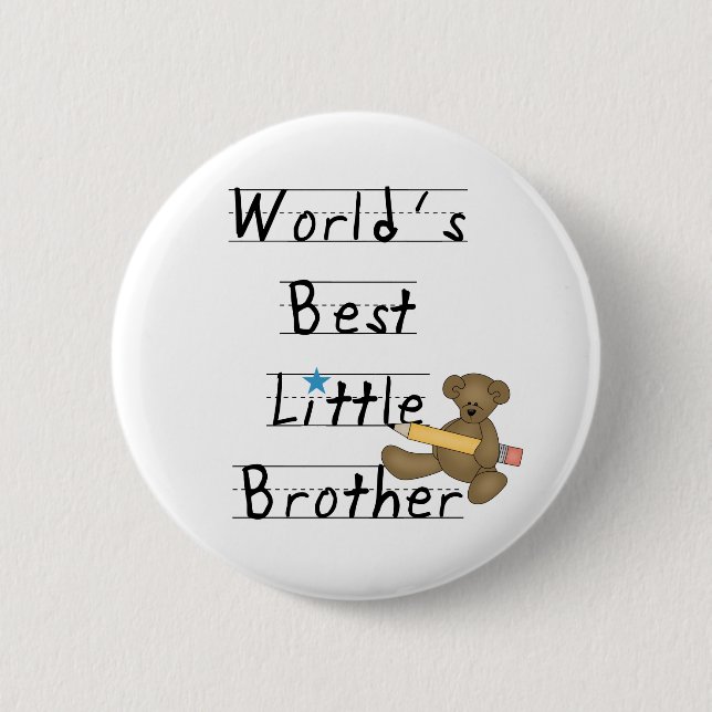 Der beste kleine Bruder der gezeichnete Papierwelt Button (Vorderseite)