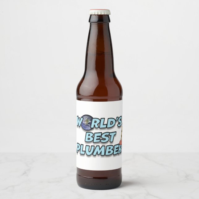 Der beste Klempner der Welt Bierflaschenetikett (Vorderseite)