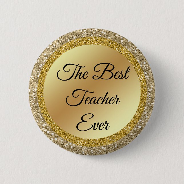 der beste Lehrer aller Zeiten, goldmetallische Gli Button (Vorderseite)