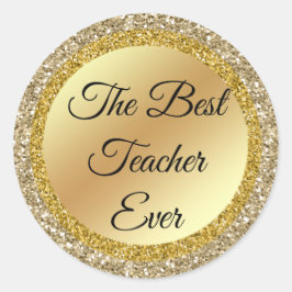 der beste Lehrer aller Zeiten, goldmetallische Gli Runder Aufkleber