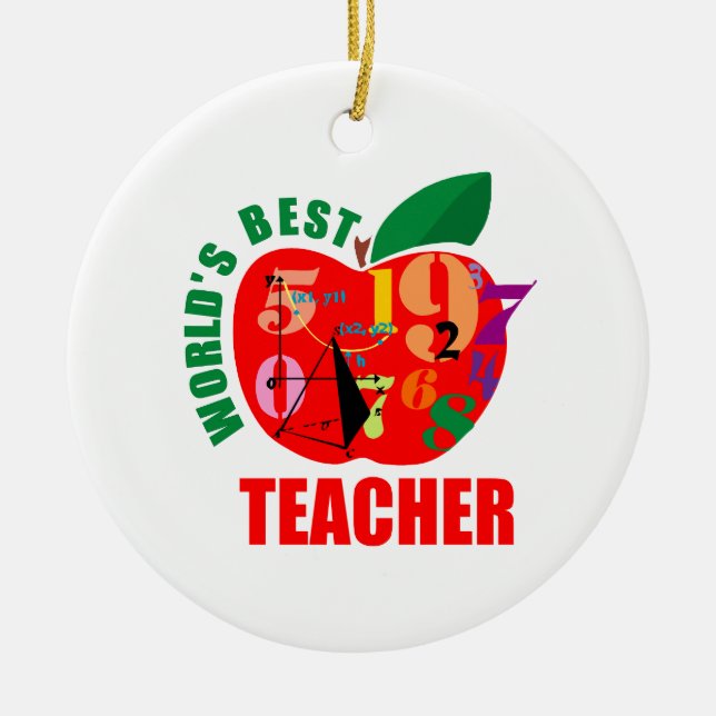 Der beste Lehrer Apple der Welt Keramikornament (Vorne)