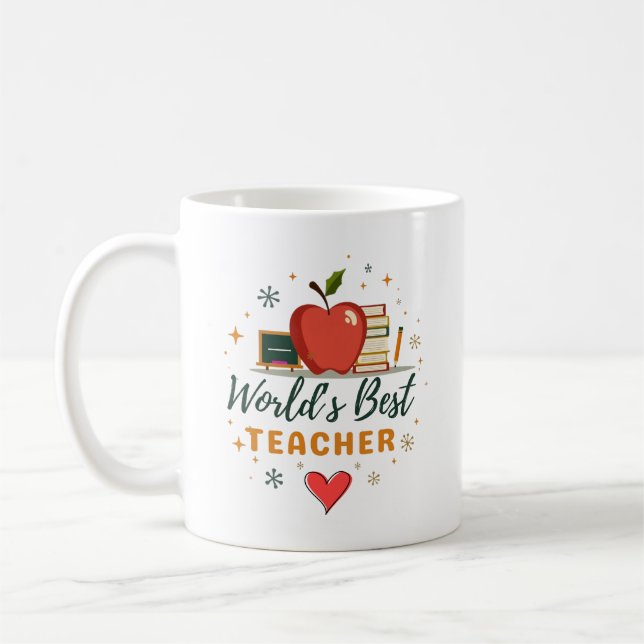 Der beste Lehrer der Welt - Personalisiertes Namen Kaffeetasse (Links)