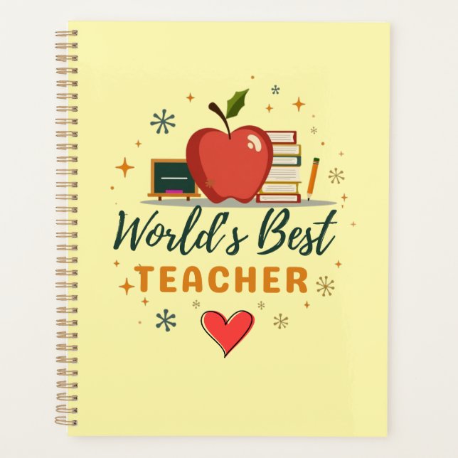 Der beste Lehrer der Welt - Personalisiertes Namen Planer (Vorderseite)