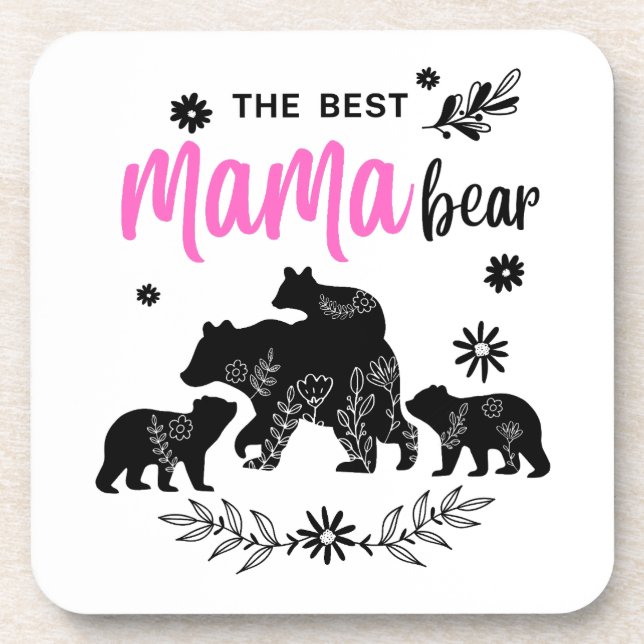 Der beste Mama-Bär mit drei Bärenjungen Getränkeuntersetzer (Vorderseite)